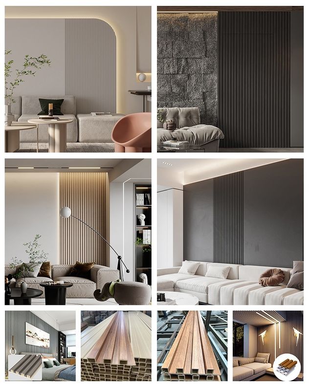 家の装飾160*24mm 3dはWpcの壁パネルのクラッディングMordenにフルーティングを施した