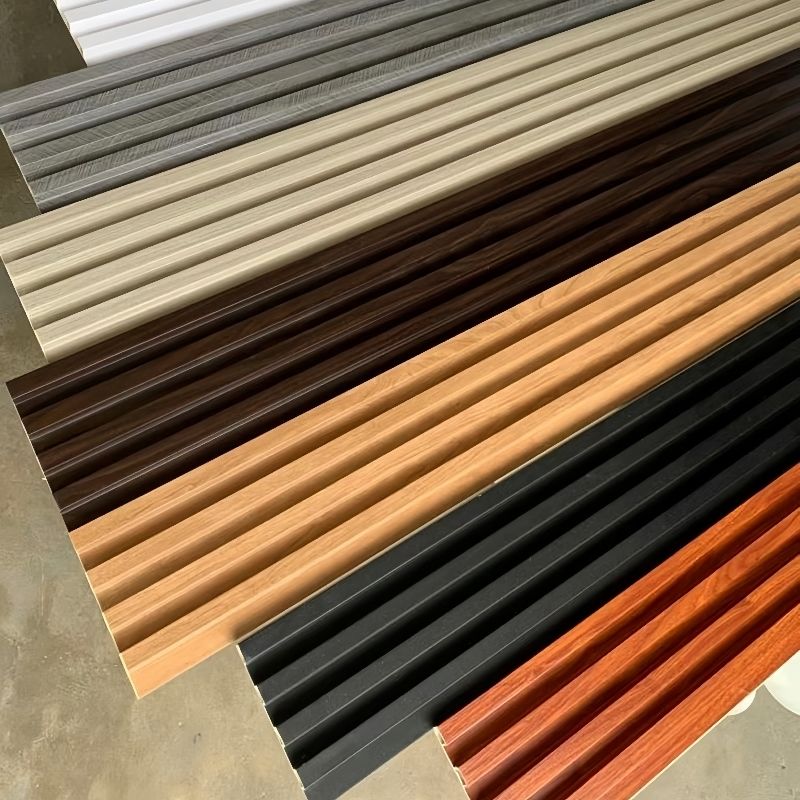 モダン防水防音耐火WPC PVC溝付き壁クラッド内壁パネル、家庭用ホテル別荘ホール用