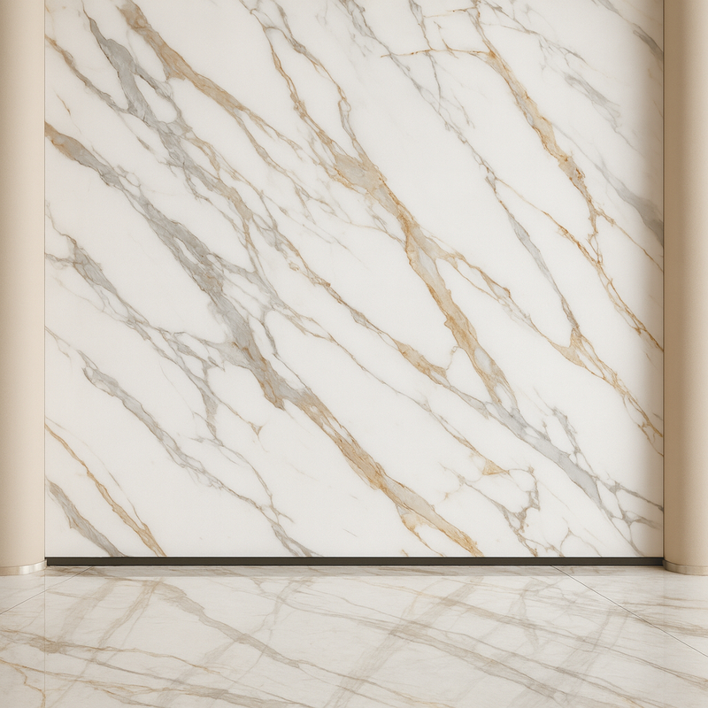 3200*1600mmの大理石調焼結石、屋内床タイルと壁パネル装飾に最適