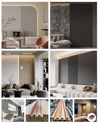 家の装飾160*24mm 3dはWpcの壁パネルのクラッディングMordenにフルーティングを施した